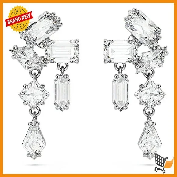 Crystal Drop Earrings Rhodium Setting 1.06 Inch Dangle Jewelry